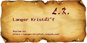 Langer Kristóf névjegykártya